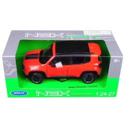 Tamanhos, Medidas e Dimensões do produto Miniatura Carro de Coleção Jeep Renegade Trailhawk Escala 1/24 Welly Nex Models Laranja de Ferro Novo!!