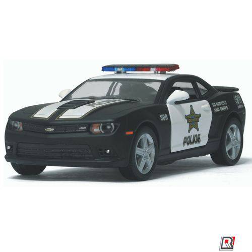 Tamanhos, Medidas e Dimensões do produto Miniatura Carro de Coleção Viatura Policial Chevrolet Camaro Ano 2014 Kinsmart Escala 1/38