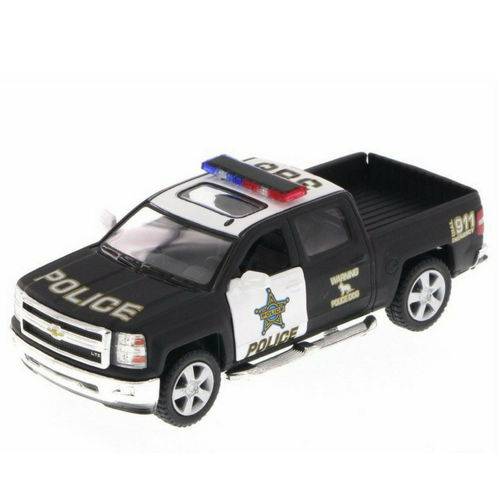 Tamanhos, Medidas e Dimensões do produto Miniatura Carro de Coleção Viatura Policial Chevrolet Silverado 2014 Escala 1/46 Kinsmart