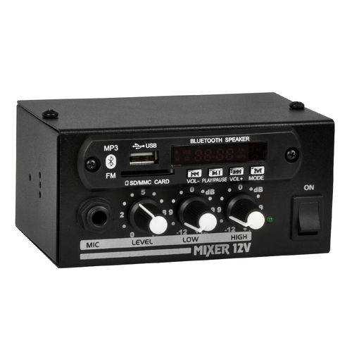 Tamanhos, Medidas e Dimensões do produto Mixer Automotivo Bluetooth USB 12v para Microfones Saída RCA - Master Áudio