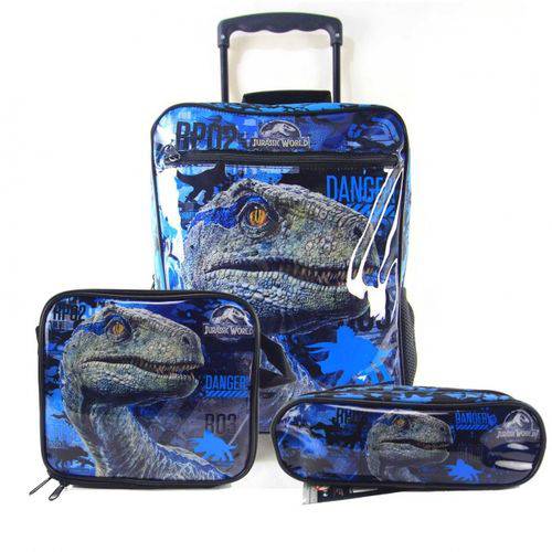 Tamanhos, Medidas e Dimensões do produto Mochila de Rodinha Jurassic World 2 Raptor Blue com Lancheira Térmica e Estojo Dermiwil 51998