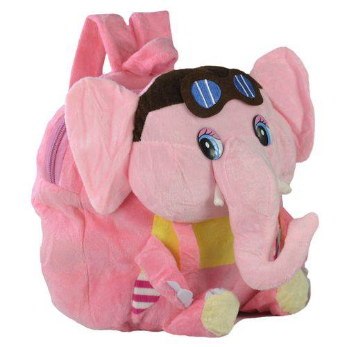 Tamanhos, Medidas e Dimensões do produto Mochila Infantil Pelucia 3D Elefante Óculos Rosa CBRN07554