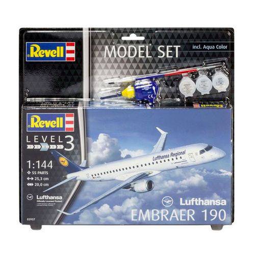 Tamanhos, Medidas e Dimensões do produto Model Set EMBRAER 190 Lufthansa - 1/144 - Revell 63937