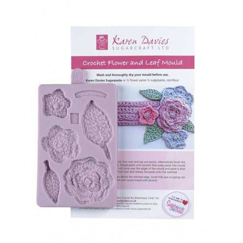 Tamanhos, Medidas e Dimensões do produto Molde de Silicone Flores de Crochê Importado Karen Davies para Confeitaria