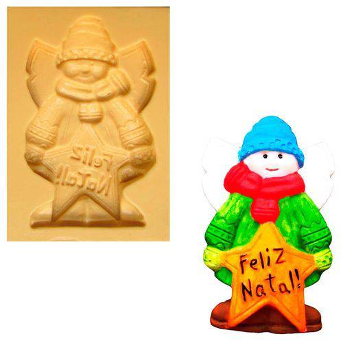 Tamanhos, Medidas e Dimensões do produto Molde de Silicone para Biscuit Casa da Arte - Modelo: Anjo Feliz Natal 53