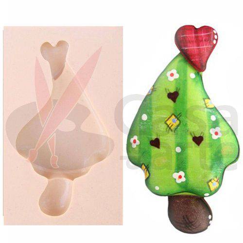 Tamanhos, Medidas e Dimensões do produto Molde de Silicone para Biscuit Casa da Arte - Modelo: Árvore com Coração N044