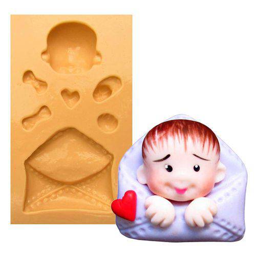 Tamanhos, Medidas e Dimensões do produto Molde de Silicone para Biscuit Casa da Arte - Modelo: Bebê Lembrancinha 1130