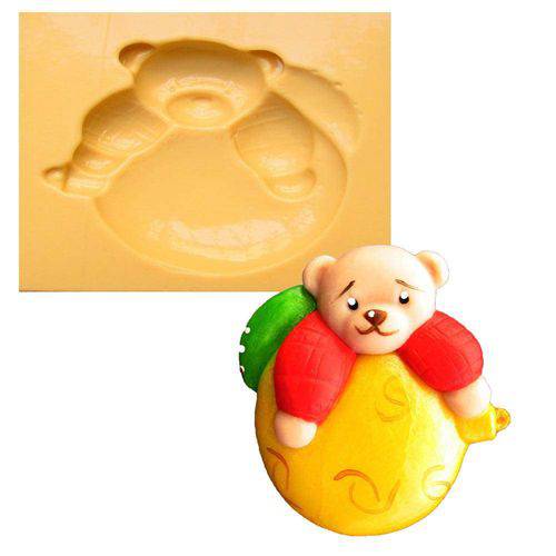 Tamanhos, Medidas e Dimensões do produto Molde de Silicone para Biscuit Casa da Arte - Modelo: Bola de Natal com Urso 73