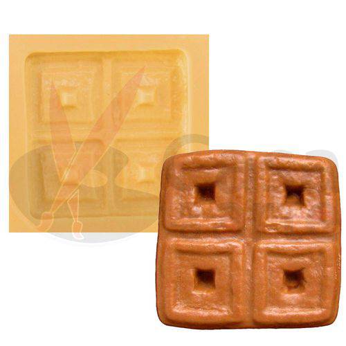 Tamanhos, Medidas e Dimensões do produto Molde de Silicone para Biscuit Casa da Arte - Modelo: Bolacha Quadrada 264