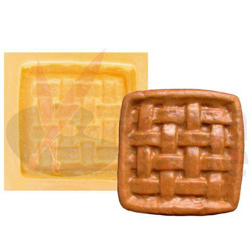 Tamanhos, Medidas e Dimensões do produto Molde de Silicone para Biscuit Casa da Arte - Modelo: Bolacha Quadrada Xadres 265