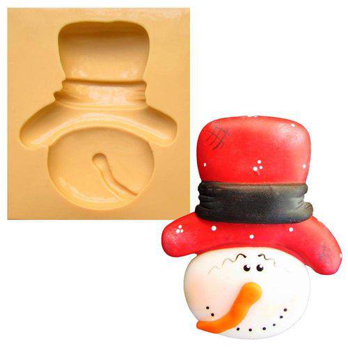 Tamanhos, Medidas e Dimensões do produto Molde de Silicone para Biscuit Casa da Arte - Modelo: Boneco de Neve com Cartola 70