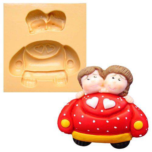 Tamanhos, Medidas e Dimensões do produto Molde de Silicone para Biscuit Casa da Arte - Modelo: Casal de Noivos no Carro 1280