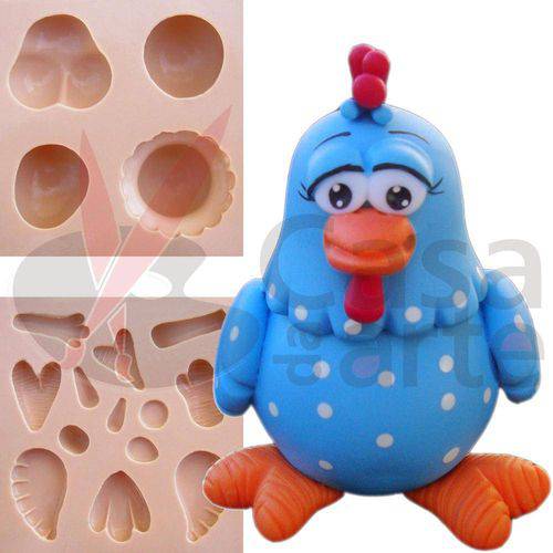 Tamanhos, Medidas e Dimensões do produto Molde de Silicone para Biscuit Casa da Arte - Modelo: Coleção Galinha Pintadinha 1115