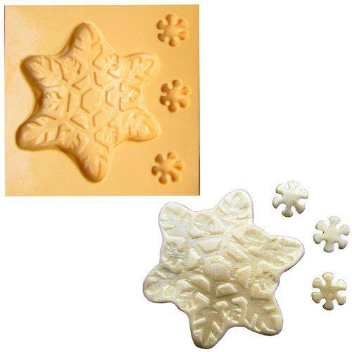Tamanhos, Medidas e Dimensões do produto Molde de Silicone para Biscuit Casa da Arte - Modelo: Estrela e Flocos de Neve 1286