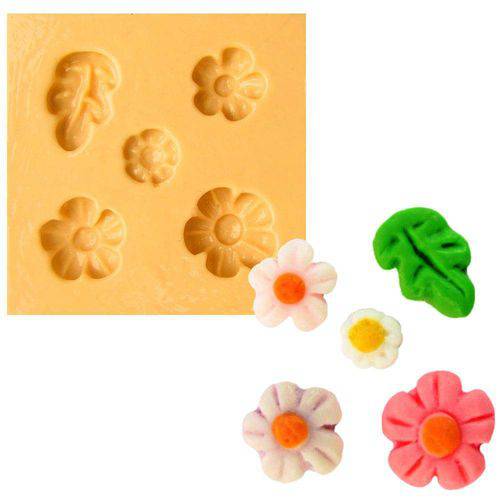 Tamanhos, Medidas e Dimensões do produto Molde de Silicone para Biscuit Casa da Arte - Modelo: Florzinhas 760