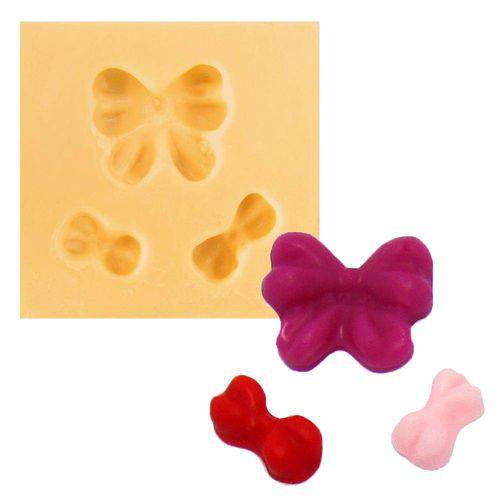 Tamanhos, Medidas e Dimensões do produto Molde de Silicone para Biscuit Casa da Arte - Modelo: Kit de Lacinhos 379