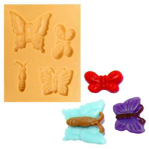 Tamanhos, Medidas e Dimensões do produto Molde de Silicone para Biscuit Casa da Arte - Modelo: Kit de Mini Borboletas 474