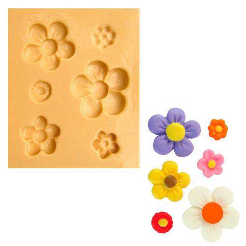 Tamanhos, Medidas e Dimensões do produto Molde de Silicone para Biscuit Casa da Arte - Modelo: Kit de Miosótis 682