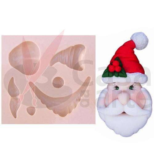 Tamanhos, Medidas e Dimensões do produto Molde de Silicone para Biscuit Casa da Arte - Modelo: Kit de Rostos de Papai Noel N050