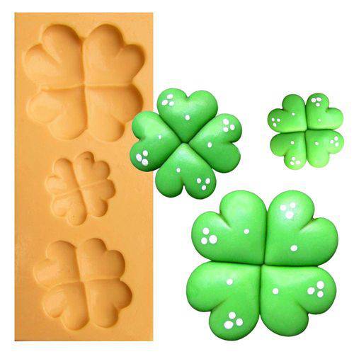 Tamanhos, Medidas e Dimensões do produto Molde de Silicone para Biscuit Casa da Arte - Modelo: Kit de Trevos 1183