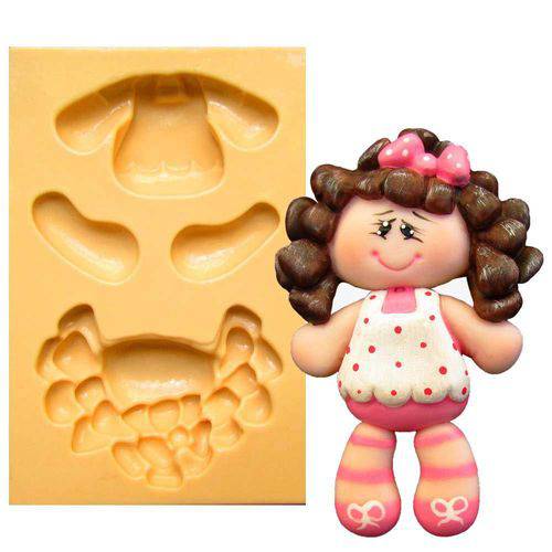 Tamanhos, Medidas e Dimensões do produto Molde de Silicone para Biscuit Casa da Arte - Modelo: Menina Cupcake 1261