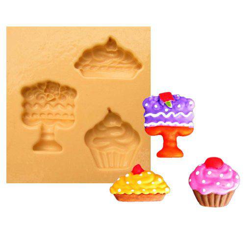 Tamanhos, Medidas e Dimensões do produto Molde de Silicone para Biscuit Casa da Arte - Modelo: Mini Cupcake com 3 Unidades 1191