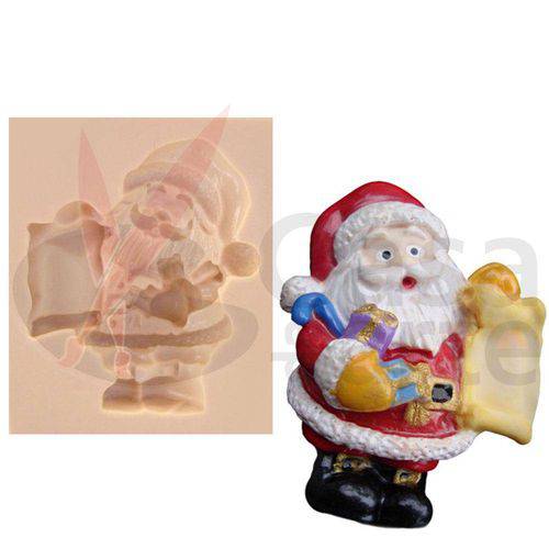 Tamanhos, Medidas e Dimensões do produto Molde de Silicone para Biscuit Casa da Arte - Modelo: Papai Noel Boas Festas N020