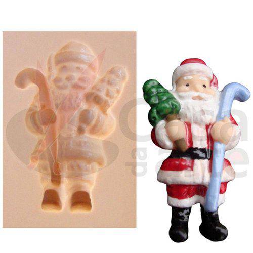 Tamanhos, Medidas e Dimensões do produto Molde de Silicone para Biscuit Casa da Arte - Modelo: Papai Noel com Bengala N010