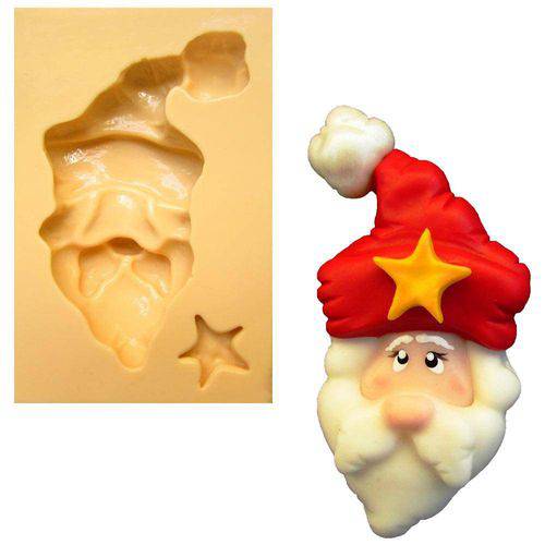 Tamanhos, Medidas e Dimensões do produto Molde de Silicone para Biscuit Casa da Arte - Modelo: Papai Noel com Estrela 63