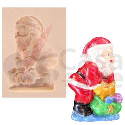 Tamanhos, Medidas e Dimensões do produto Molde de Silicone para Biscuit Casa da Arte - Modelo: Papai Noel com Presente N019