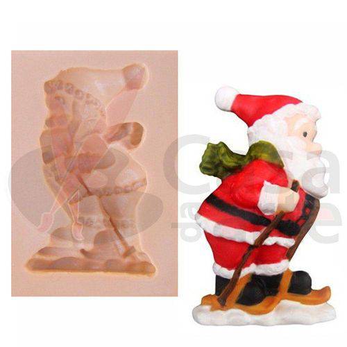 Tamanhos, Medidas e Dimensões do produto Molde de Silicone para Biscuit Casa da Arte - Modelo: Papai Noel Esquiando N033