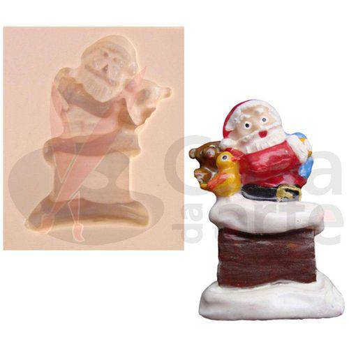 Tamanhos, Medidas e Dimensões do produto Molde de Silicone para Biscuit Casa da Arte - Modelo: Papai Noel na Chaminé N012