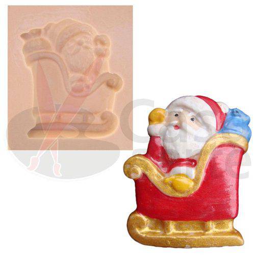 Tamanhos, Medidas e Dimensões do produto Molde de Silicone para Biscuit Casa da Arte - Modelo: Papai Noel no Trenó N013