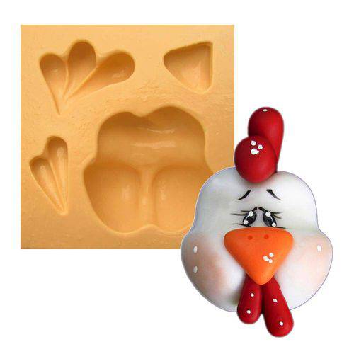 Tamanhos, Medidas e Dimensões do produto Molde de Silicone para Biscuit Casa da Arte - Modelo: Rosto Fofo Galinha