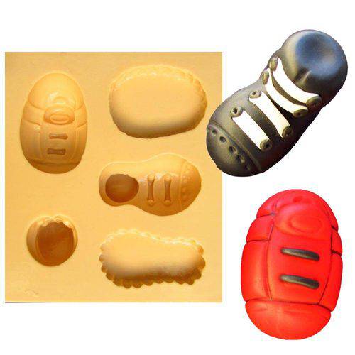 Tamanhos, Medidas e Dimensões do produto Molde de Silicone para Biscuit Casa da Arte - Modelo: Sapatos e Coturnos 1254