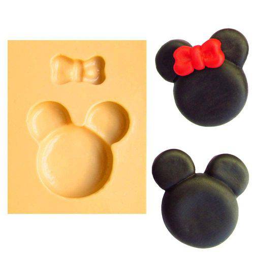 Tamanhos, Medidas e Dimensões】→ Molde de Silicone para Biscuit Casa da Arte  - Modelo: Símbolo Minnie e Mickey 1252