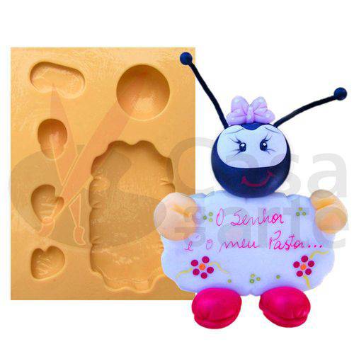 Tamanhos, Medidas e Dimensões do produto Molde de Silicone para Biscuit Casa da Arte - Modelo: Smilinguido na Placa 1179