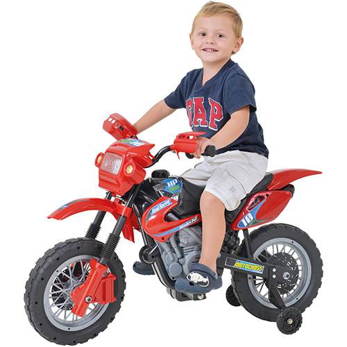 Tamanhos, Medidas e Dimensões do produto Moto Elétrica Infantil 6V Motocross Vermelha Homeplay