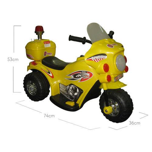 Tamanhos, Medidas e Dimensões do produto Moto Elétrica Infantil Triciclo Elétrico BZ Cycle Amarelo com Luz de Farol e Sirene Barzi Motors