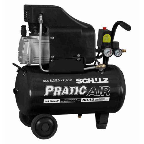 Tamanhos, Medidas e Dimensões do produto Motocompressor Pratic Air 8,2 Pés 25 Litros - Schulz 220v