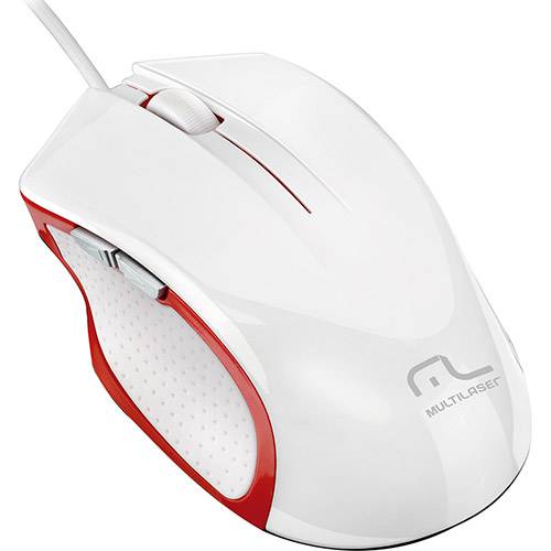 Tamanhos, Medidas e Dimensões do produto Mouse Multilaser XGamer 2400 Dpi 6 Botões Branco/Vermelho USB