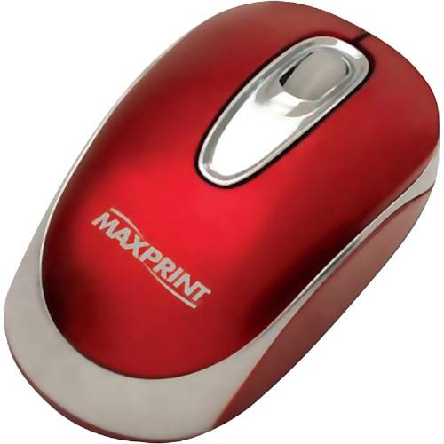 Tamanhos, Medidas e Dimensões do produto Mouse Óptico Colorido USB Vermelho/Prata - Maxprint