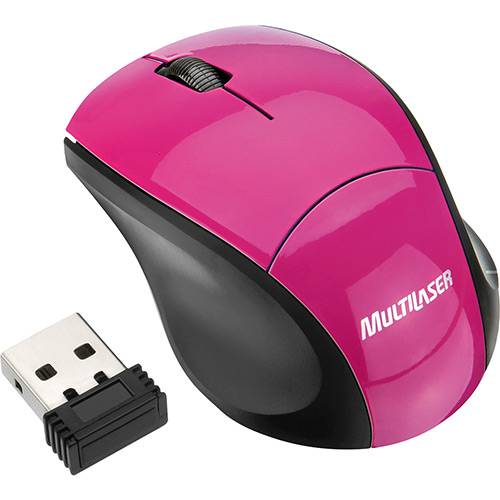 Tamanhos, Medidas e Dimensões do produto Mouse Óptico Wireless Mini Fit Rosa Piano Nano USB 2.4 Ghz