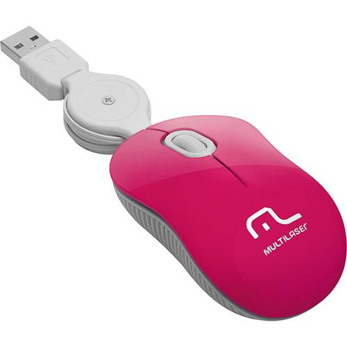 Tamanhos, Medidas e Dimensões do produto Mouse Retrátil Super Mini USB - Pink - Multilaser