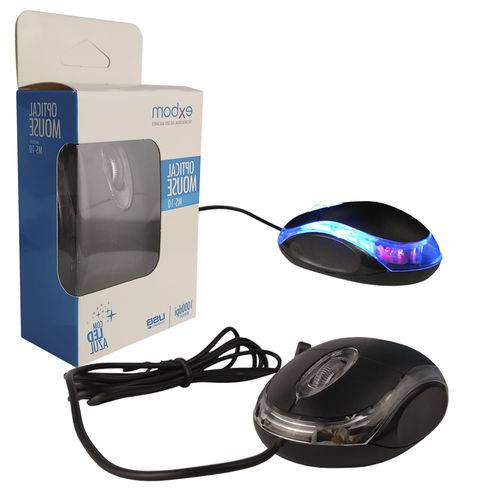 Tamanhos, Medidas e Dimensões do produto Mouse USB para Computador Notebook Optical 1000 DPI LED Azul MS-10 EXBOM