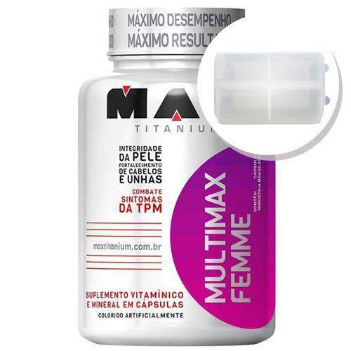 Tamanhos, Medidas e Dimensões do produto Multimax Femme - 120 Cápsulas + Porta Cápsulas Transparente - Max Titanium