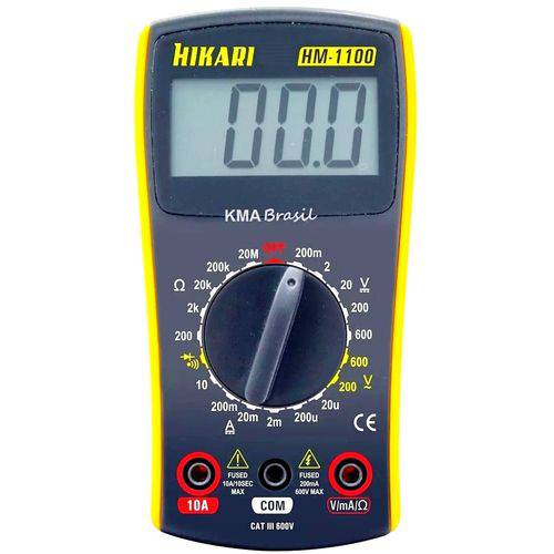 Tamanhos, Medidas e Dimensões do produto Multímetro Digital – Display LCD – CAT III – HM-1100 Hikari