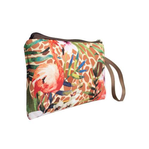 Tamanhos, Medidas e Dimensões do produto Necessaire Clássica em Neoprene Tritengo - Girafa Flamingos Floral