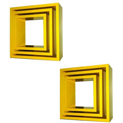 Tamanhos, Medidas e Dimensões do produto Nicho Decorativo Mdf Kit 6 Unidades - Cor Amarelo