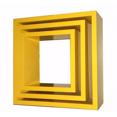 Tamanhos, Medidas e Dimensões do produto Nicho Decorativo Mdf Kit 3 Unidades - Cor Amarelo